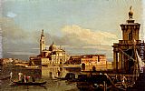 Maggiore Canvas Paintings - A View In Venice From The Punta Della Dogana Towards San Giorgio Maggiore